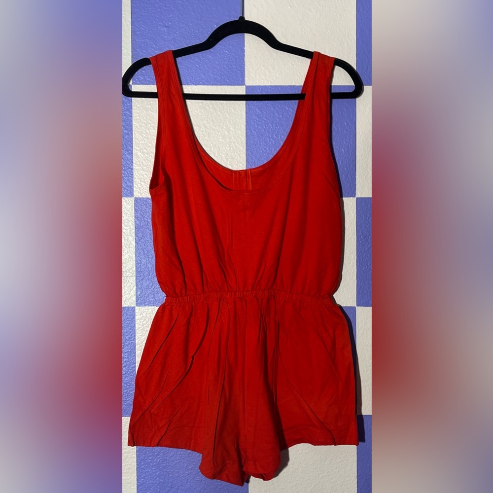 NWOT American Apparel Stretchy Romper in Bright Red - Picture 2 of 4